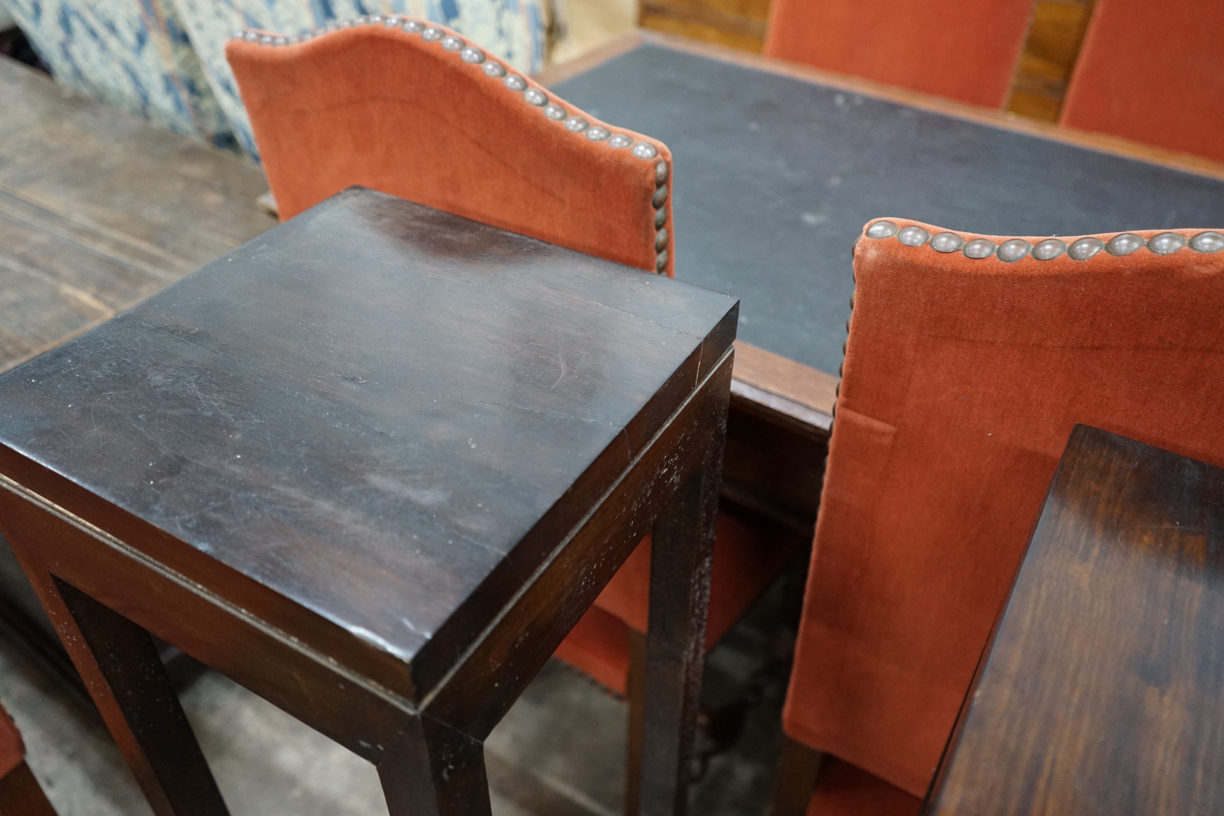 A pair of hardwood jardiniere stands, width 30cm height 101cm